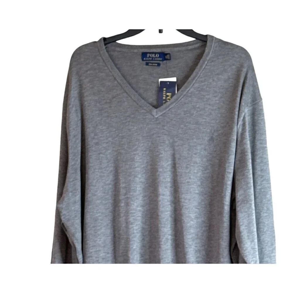 Polo Ralph Lauren Men's Knit Sweater Pima Cotton V-Neck Pullover Size XXL NWT